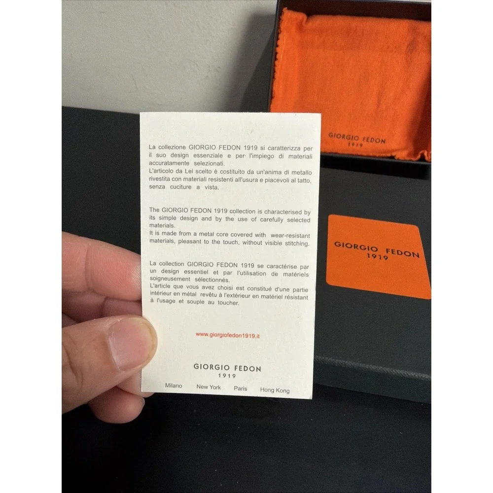 Giorgio Fedon 1919 Leather Business Card Holder Made in Italy Orange